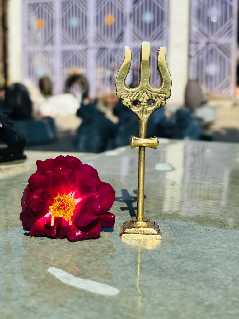 Brass Trishul For 2 - 3 Inch Narmadeshwar Shivling With Damru