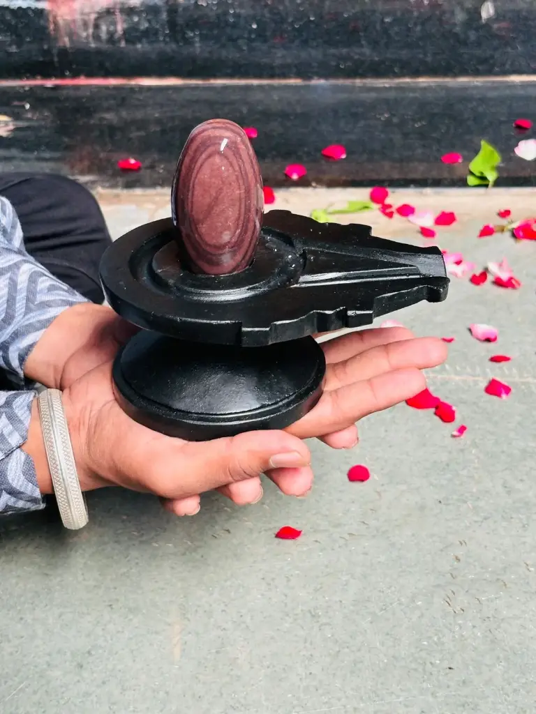 3 Inch Mahamrityunjay Narmadeshwar Shivling with 6 Inch Damru Jaladhari