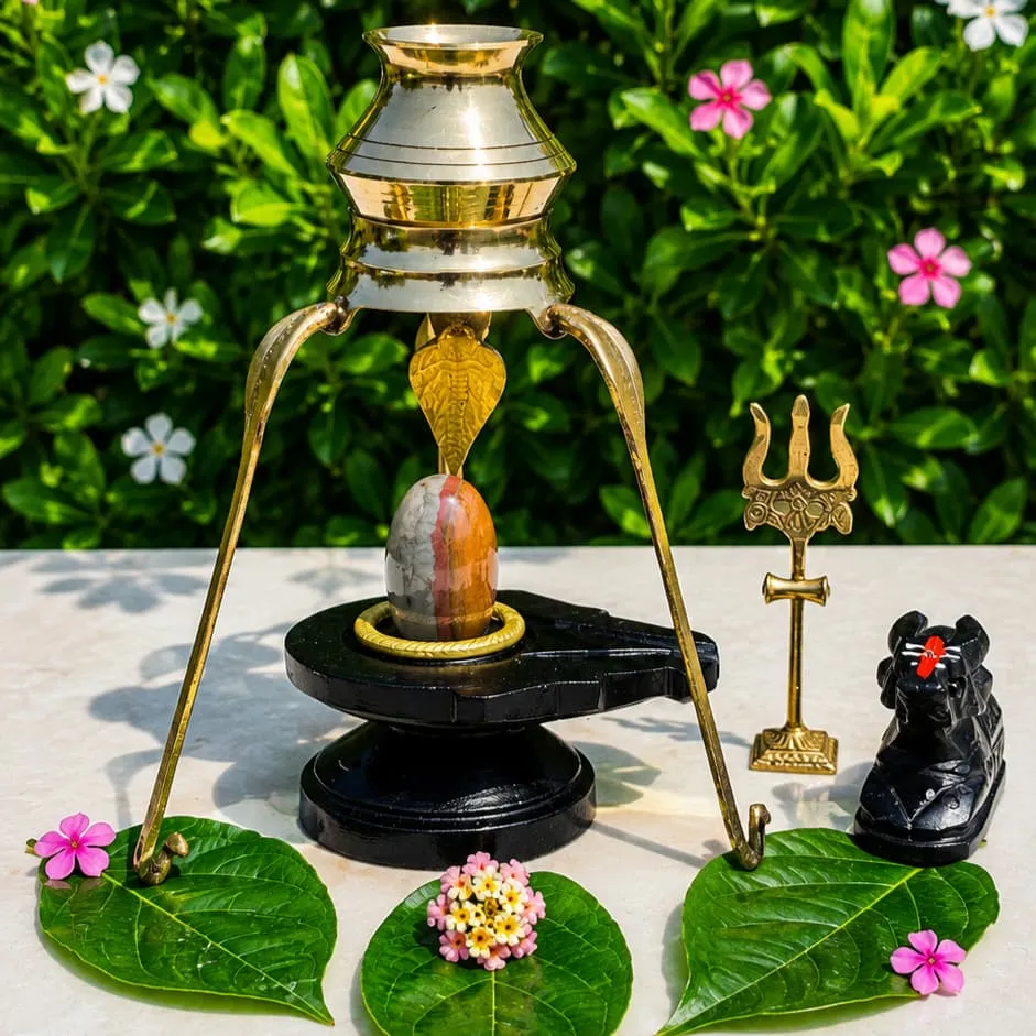 Full Set Narmadeshwar shivling Include shivling jaladhari nandi nag trishul kalash stand || complete narmadeshwar shivling
