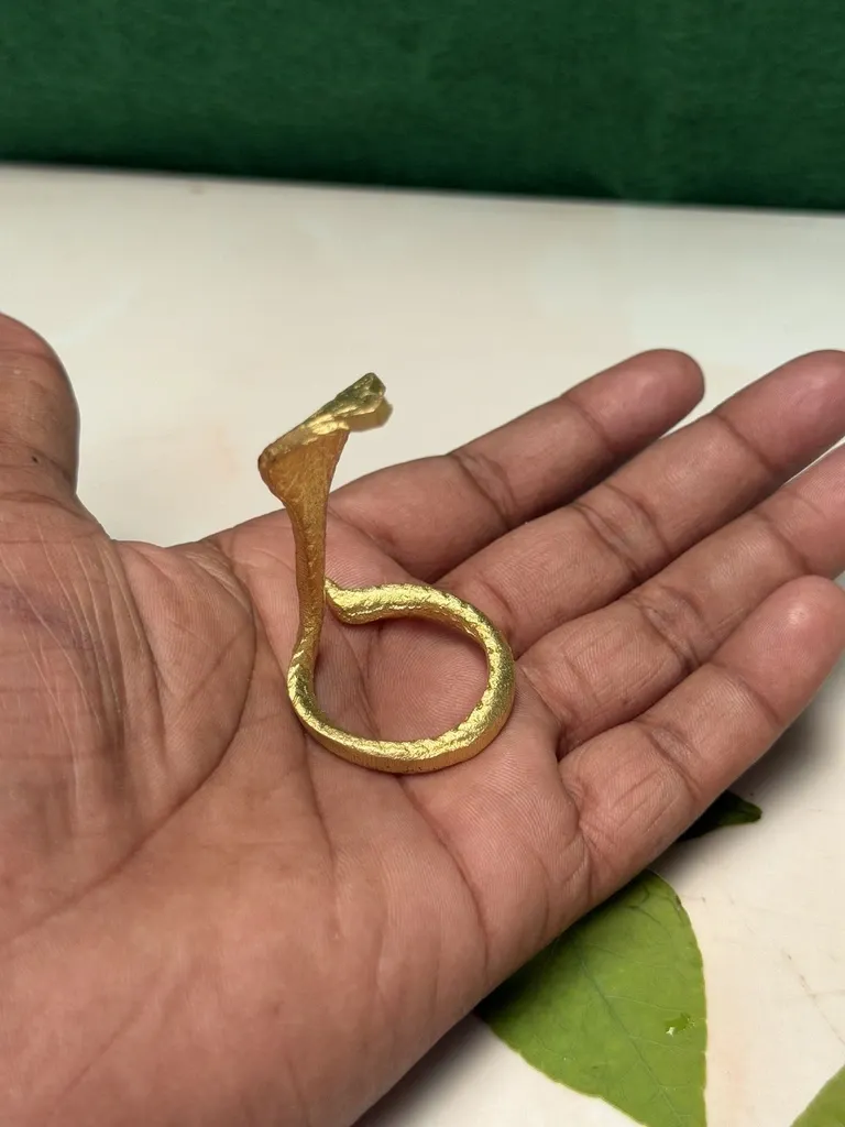 Premium Brass 2 Inch Naag for 2 Inch Narmadeshwar Shivling | Decorative Snake Idol for Shiva Lingam & Home Temple