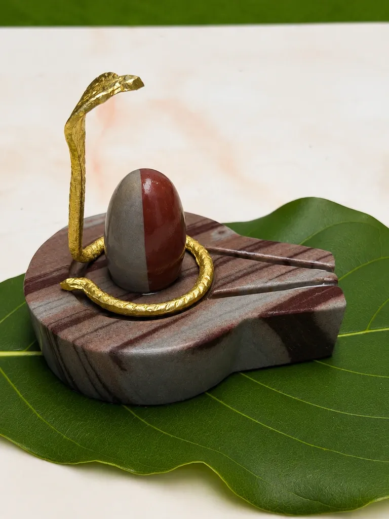 buy 2 Inch Ardhnareshwar shivling with narmada nadi ke patthar ki jaladhari and nag