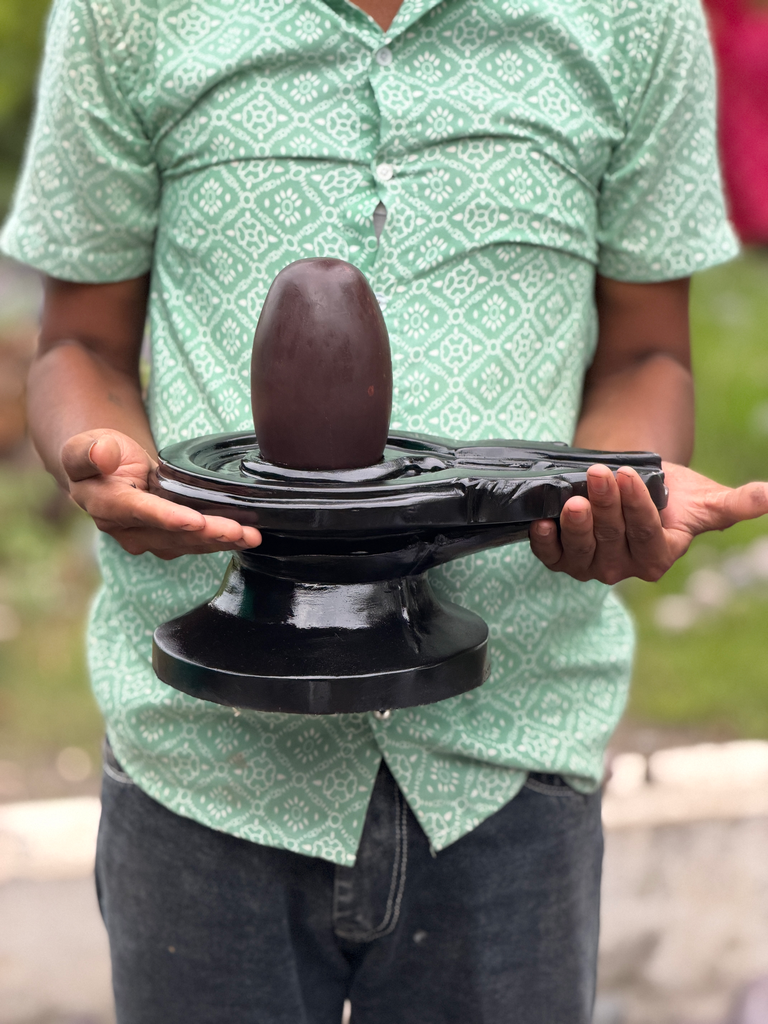 6 Inch Swayambhu Narmadeshwar Shivling With Jaladhari (ashok sundari design available)