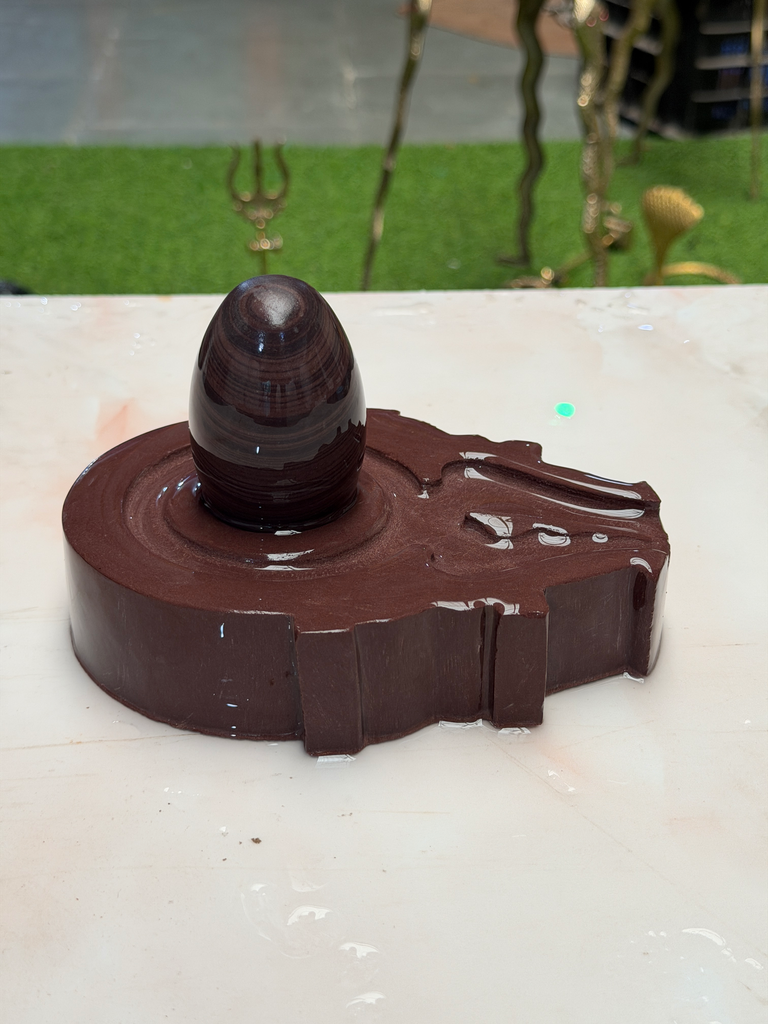 3 Inch Janeudhari Narmadeshwar Shivling With 6 Inch Long Narmadeshwar Jaladhari ( Ashok Sundari wali )