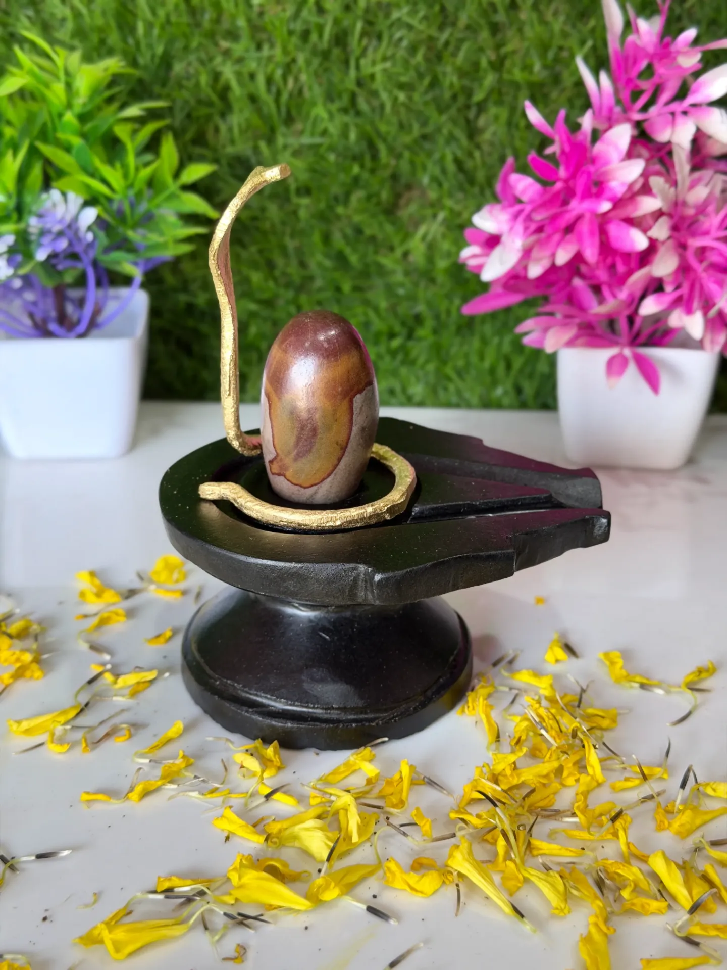 Original Ganesh Mukhi Narmadeshwar Shivling with Natural Ganesh Ji Face – Narmada Shivling for Home Puja – Size 2 Inch ( Thumb Size )