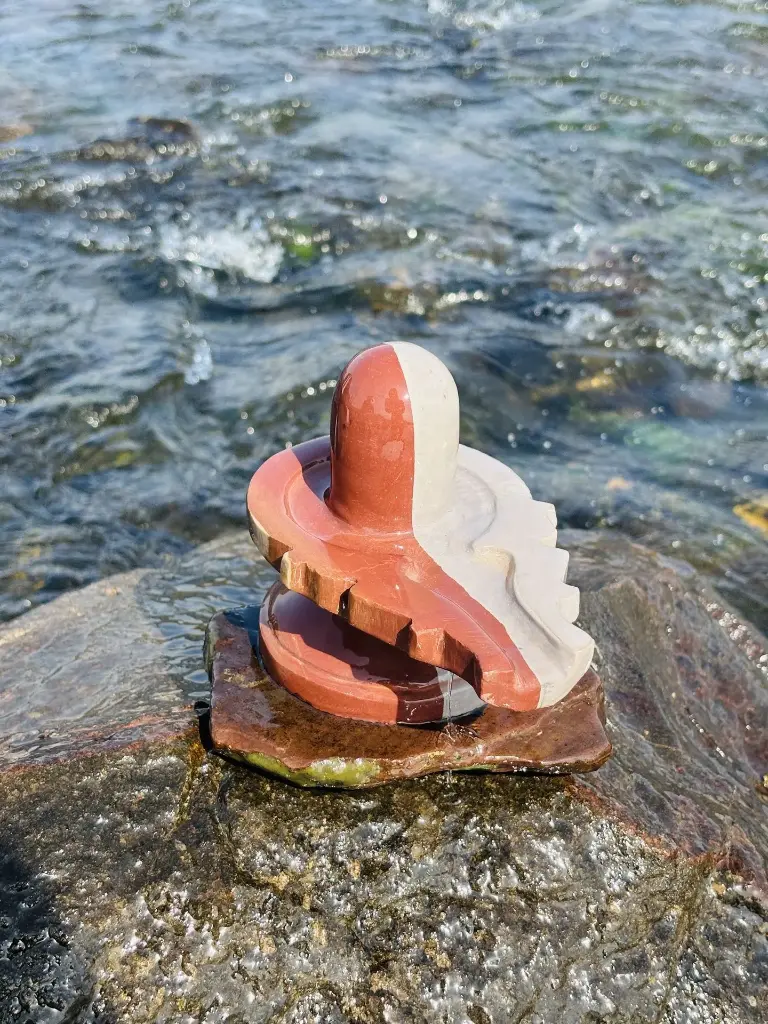 3 Inches Akhand Ardhanareshwar Narmadeshwar Shivling And 6 Inches Long Ardhnareshwar Jaladhari Made In Single Narmada Stone
