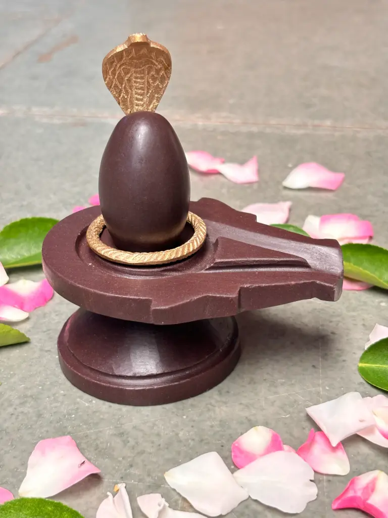 2 Inch Original Swayambhu Narmadeshwar Shivling with 4 Inch Damru Narmada Ston Jaladhari & Naag for Home Puja