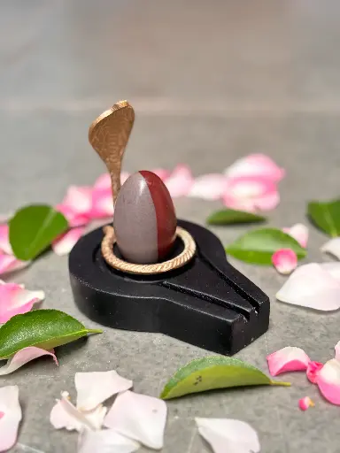 2 Inch Ardhanareshwar Narmadeshwar Shivling 4 Inch Plat Jaladhari Nag