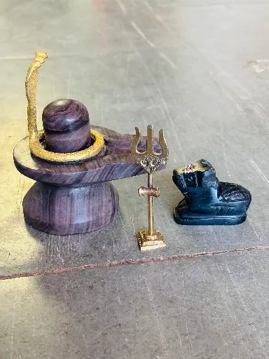 Akhand Thumb Size Shivling 4 Inch Jaladhari Nag Nandi Trishul Full Set