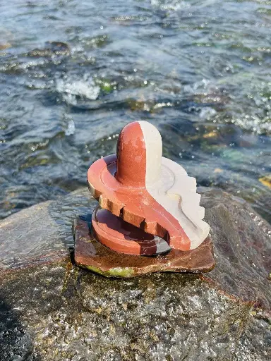 3 Inches Akhand Ardhanareshwar Narmadeshwar Shivling And 6 Inches Long Ardhnareshwar Jaladhari Made In Single Narmada Stone